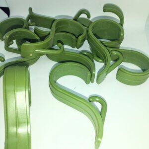 Set Of 11 Vintage Hygiene Green Plastic Shower Curtain J Hooks Antique style